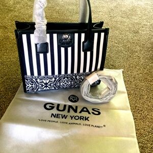 NWT Gunas New York Mini Tote style purse Crossbody Strap Dust Bag Oasis Black